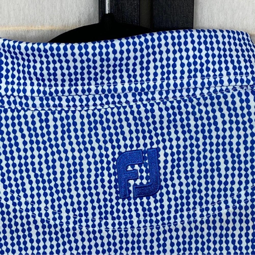 FootJoy Bead Chain Print Lisle Self Collar Polo Men Large NWT Golf Performance - Picture 9 of 12